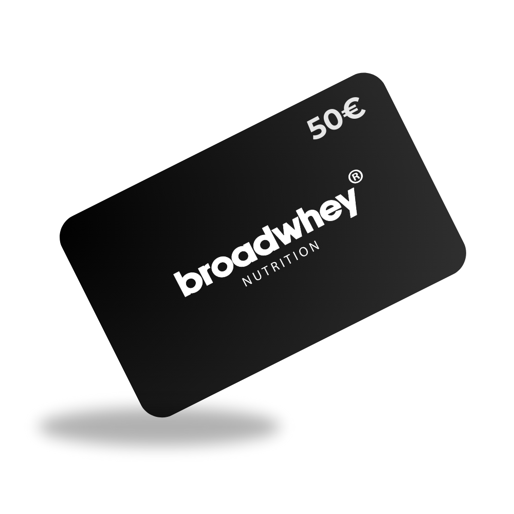 Carte cadeau broadwhey d'une valeur de 50€ pour offrir des compléments